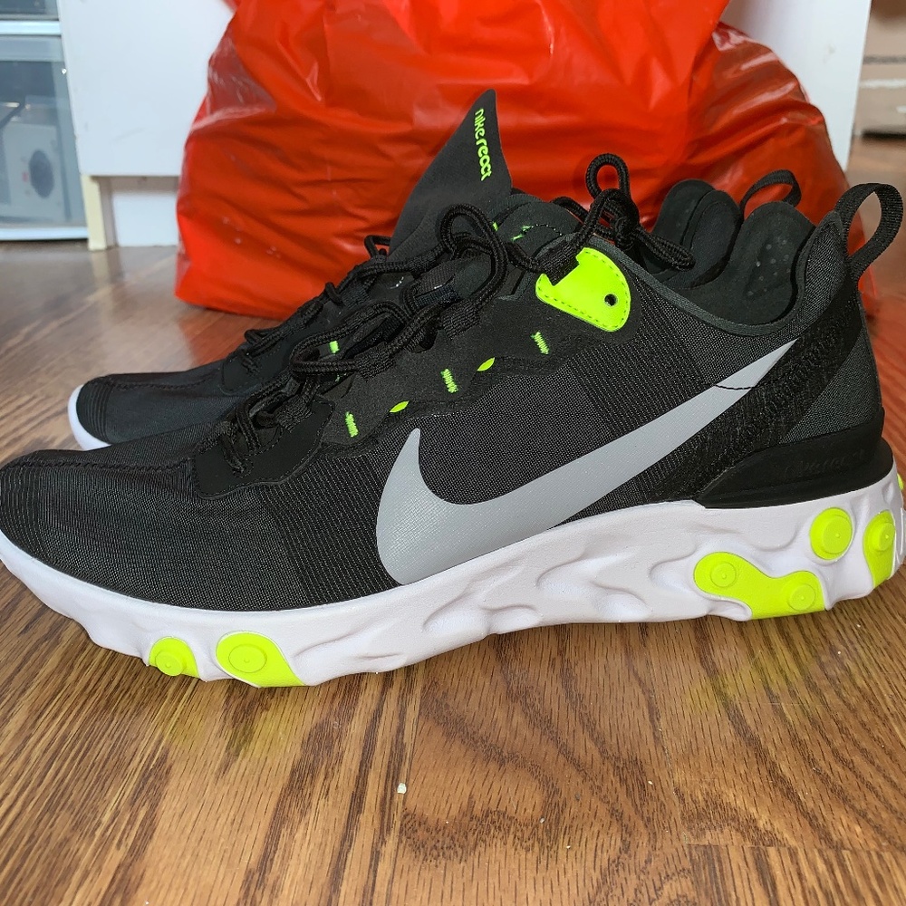 Nike React Element 55 Black/Volt Men's Size 11 BQ6166-001